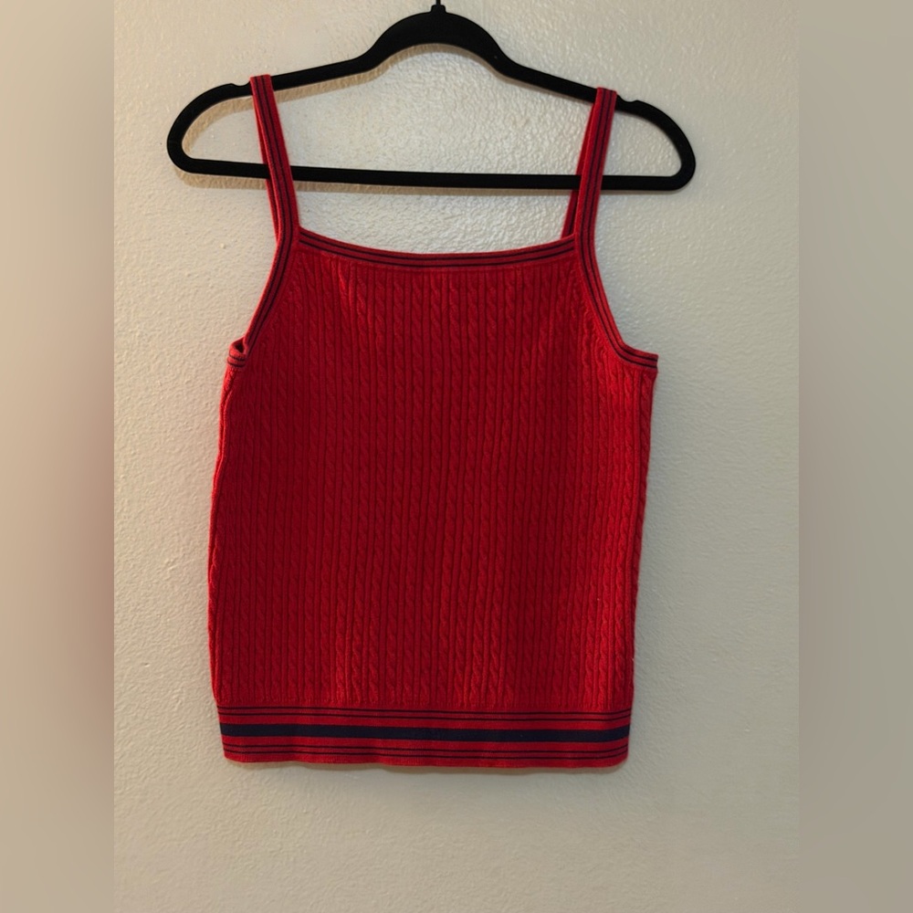 Vintage Lauren Ralph Lauren Red Cable Knit Camisole Top - Size L